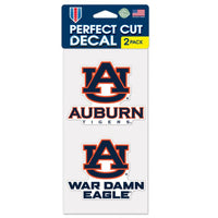 Wholesale-Auburn Tigers SLOGAN AND LOGO Perfect Cut Decal Set of two 4"x4"