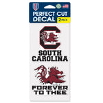 South Carolina Gamecocks SLOGAN & LOGO Perfect Cut Decal Set of two 4"x4"