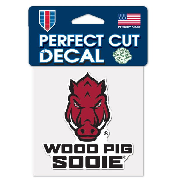 Wholesale-Arkansas Razorbacks SLOGAN Perfect Cut Color Decal 4" x 4"