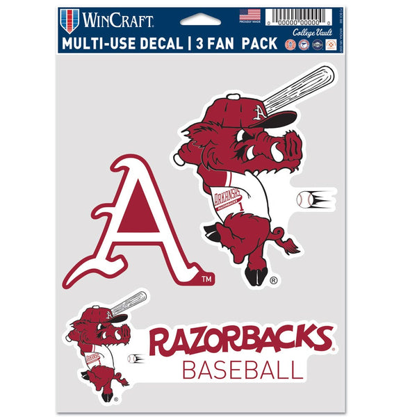 Arkansas Razorbacks /College Vault BASEBALL Multi Use 3 FAN PACK