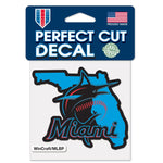 Miami Marlins State Shape Perfect Cut Color Decal 4" x 4"
