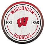 Wisconsin Badgers Wood Sign 14" Rnd