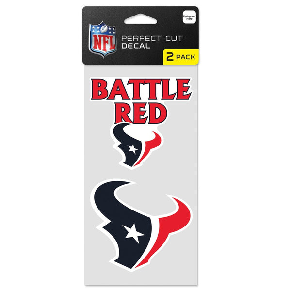 Houston Texans SLOGAN Perfect Cut Decal Set of two 4"x4"