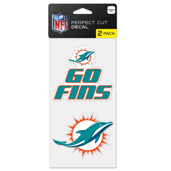 Miami Dolphins Slogan Perfect Cut Decal Set of two 4"x4"