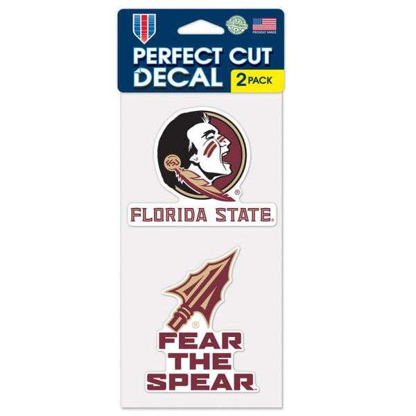 Wholesale-Florida State Seminoles SLOGAN AND LOGO Perfect Cut Decal Set of two 4"x4"