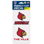 Wholesale-Louisville Cardinals SLOGAN AND LOGO Perfect Cut Decal Set of two 4"x4"