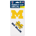 Wholesale-Michigan Wolverines SLOGAN AND LOGO Perfect Cut Decal Set of two 4"x4"