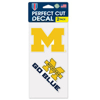 Wholesale-Michigan Wolverines SLOGAN AND LOGO Perfect Cut Decal Set of two 4"x4"