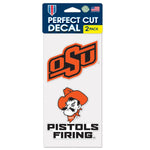 Wholesale-Oklahoma State Cowboys SLOGAN AND LOGO Perfect Cut Decal Set of two 4"x4"