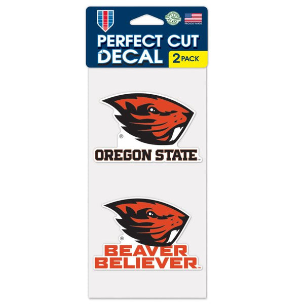 Wholesale-Oregon State Beavers SLOGAN AND LOGO Perfect Cut Decal Set of two 4"x4"