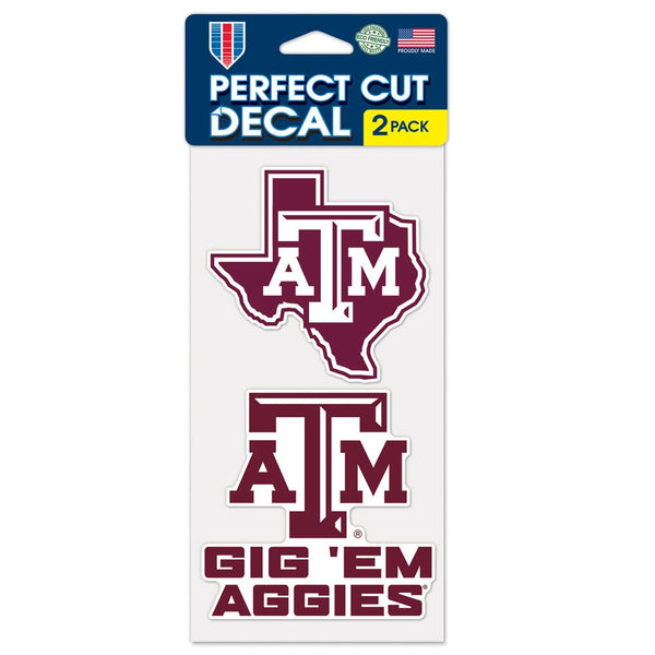 Texas A&M Aggies SLOGAN AND LOGO Perfect Cut Decal Set of two 4"x4"