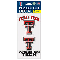 Texas Tech Red Raiders SLOGAN AND LOGO Perfect Cut Decal Set of two 4"x4"