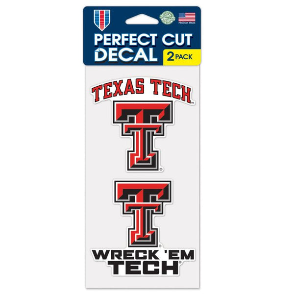 Wholesale-Texas Tech Red Raiders SLOGAN AND LOGO Perfect Cut Decal Set of two 4"x4"