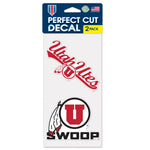 Wholesale-Utah Utes SLOGAN AND LOGO Perfect Cut Decal Set of two 4"x4"