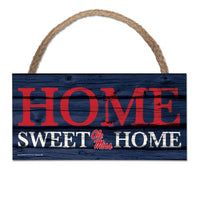 Wholesale-Ole Miss Rebels HOME SWEET HOME Wood Sign w/Rope 5" x 10"