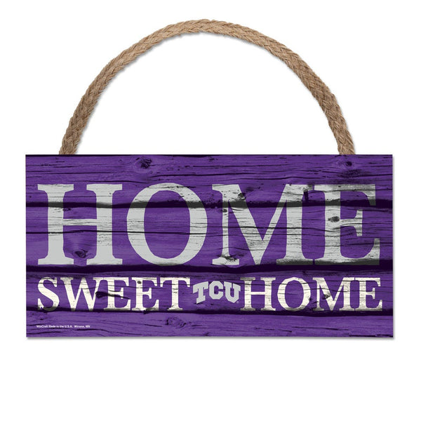TCU Horned Frogs Wood Sign w/Rope 5" x 10"