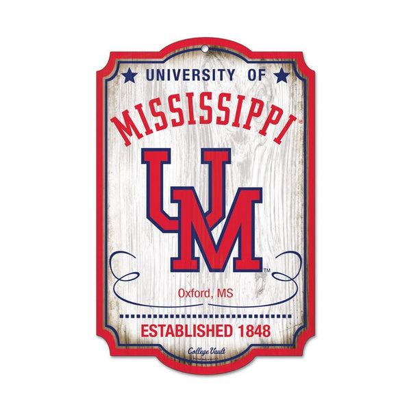 Ole Miss Rebels /College Vault Wood Sign 11" x 17" 1/4" thick