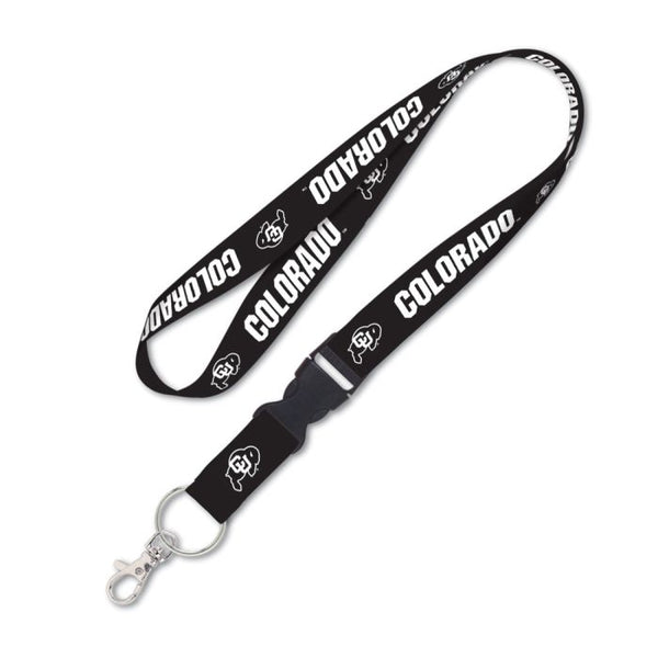 Wholesale-Colorado Buffaloes BLACK Lanyard w/detachable buckle 1"