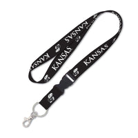 Kansas Jayhawks BLACK Lanyard w/detachable buckle 1"