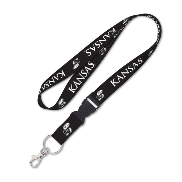 Kansas Jayhawks BLACK Lanyard w/detachable buckle 1"