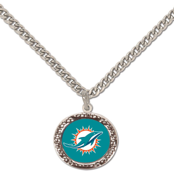 Miami Dolphins Necklace w/Charm Jewelry Card