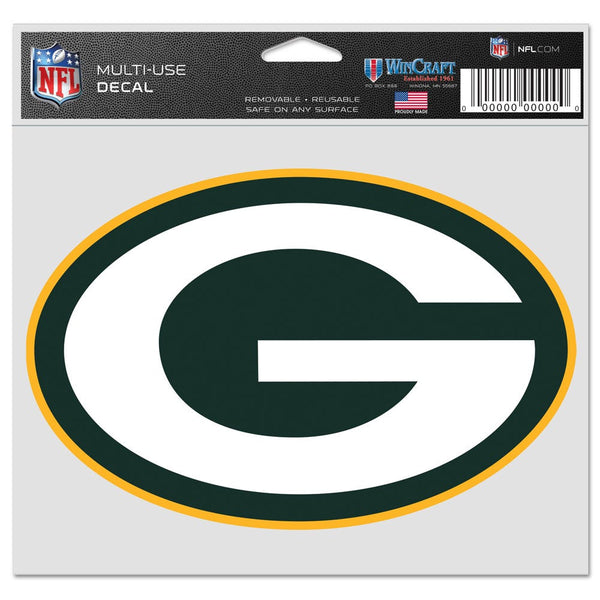 Green Bay Packers Multi-Use Decal -Clear Bckrgd 5" x 6"