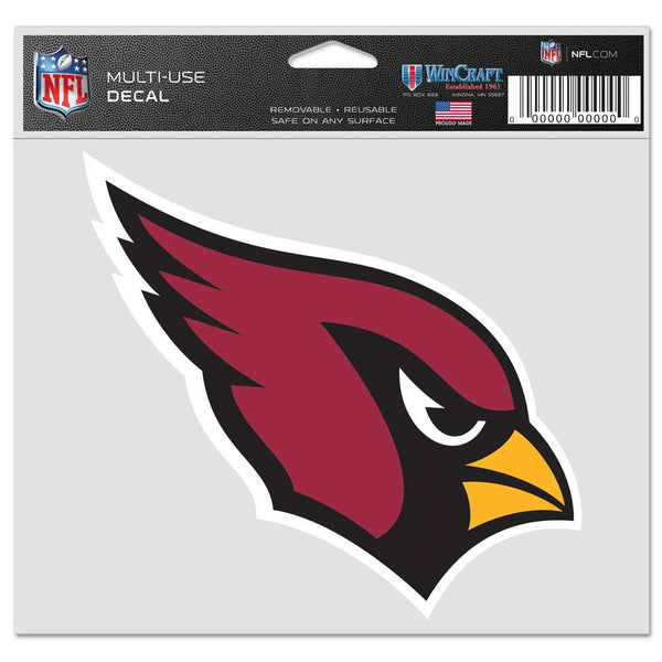 Arizona Cardinals Multi-Use Decal -Clear Bckrgd 5" x 6"