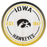 Iowa Hawkeyes Wood Sign 14" Rnd
