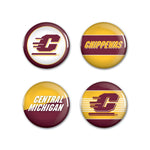 Wholesale-Central Michigan Chippewas Button 4 Pack 1 1/4" Rnd