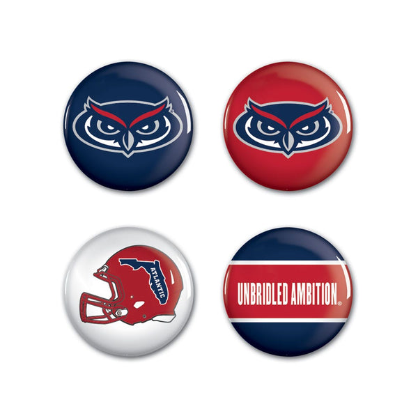Florida Atlantic Owls Button 4 Pack 1 1/4" Rnd