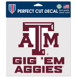Texas A&M Aggies SLOGAN Perfect Cut Color Decal 8" x 8"