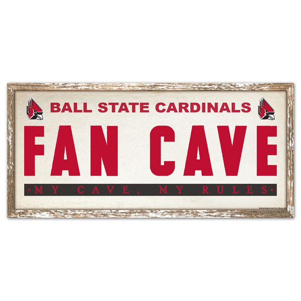 Ball State Cardinals Wood Sign 8" x 17"