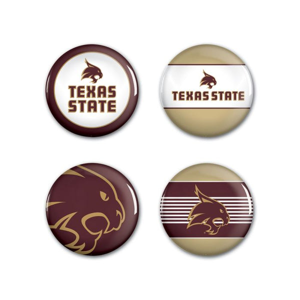 Wholesale-Texas State Bobcats Button 4 Pack 1 1/4" Rnd