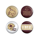 Wholesale-Texas State Bobcats Button 4 Pack 1 1/4" Rnd