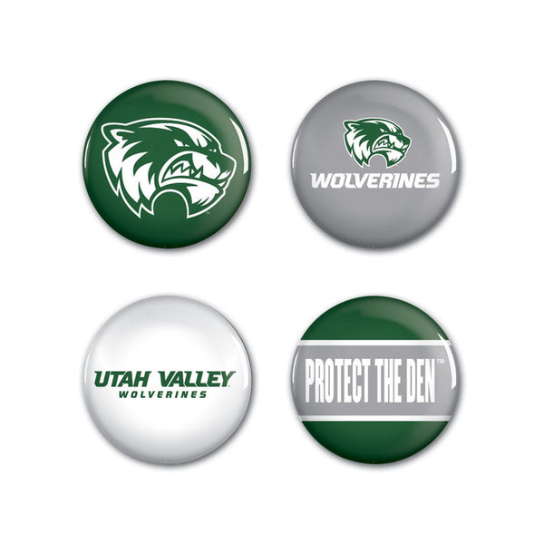 Utah Valley Wolverines Button 4 Pack 1 1/4" Rnd