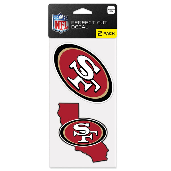 San Francisco 49ers STATE SHAPE Perfect Cut Decal Set of two 4"x4"