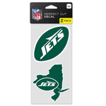 New York Jets STATE SHAPE Perfect Cut Decal Set of two 4"x4"