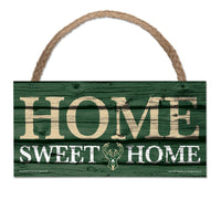 Milwaukee Bucks home sweet home Wood Sign w/Rope 5" x 10"