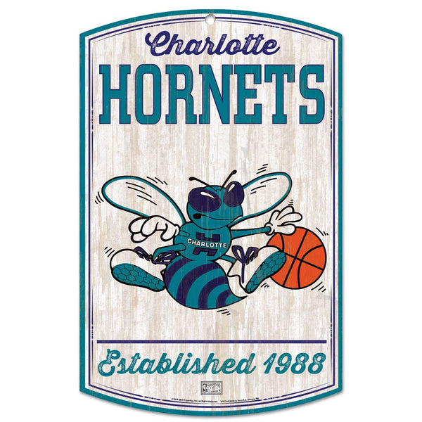 Charlotte Hornets Hardwoods Wood Sign 11" x 17" 1/4" thick