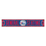 Philadelphia 76ers Wood Sign 6"x36" 3/8" thick
