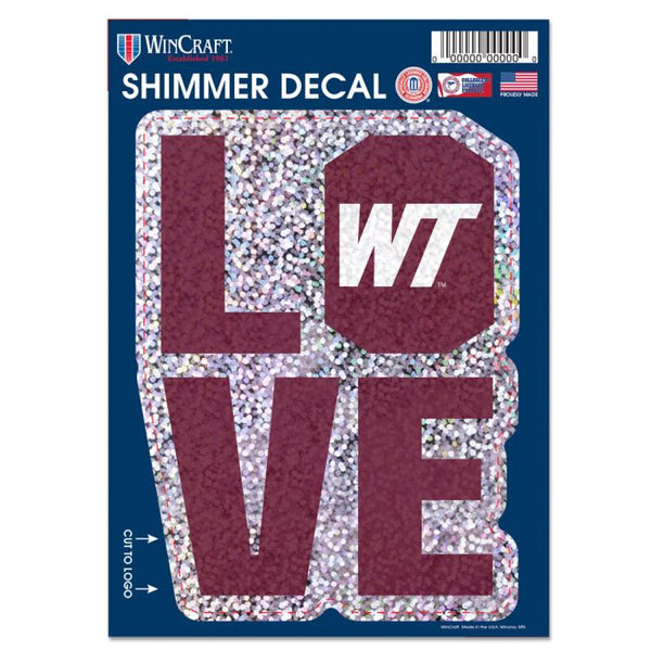 Wholesale-West Texas A&amp;M Buffaloes Shimmer Decals 5" x 7"