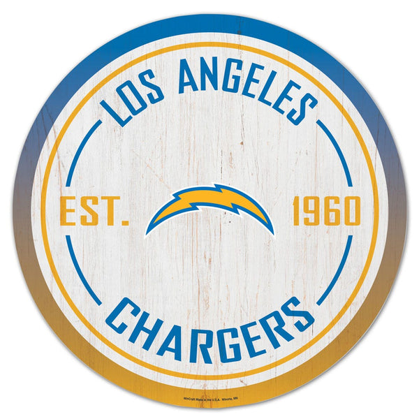 Los Angeles Chargers Wood Sign 14" Round