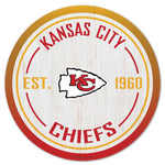Kansas City Chiefs Wood Sign 14" Round