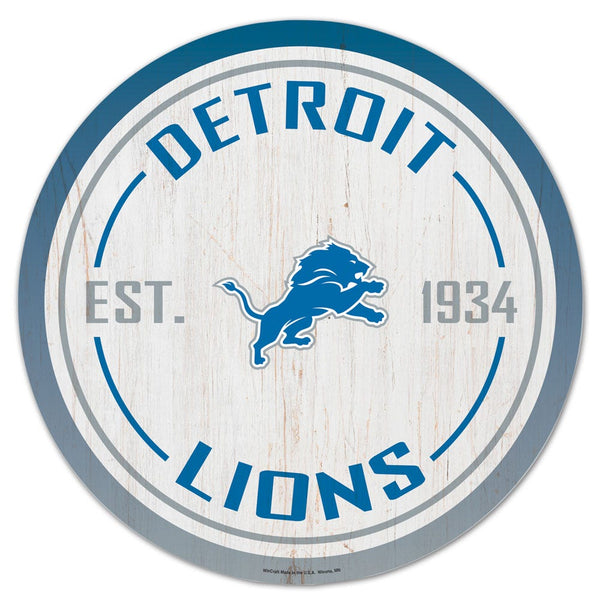 Detroit Lions Wood Sign 14" Round