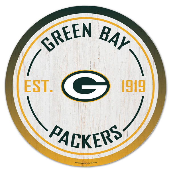 Green Bay Packers Wood Sign 14" Round