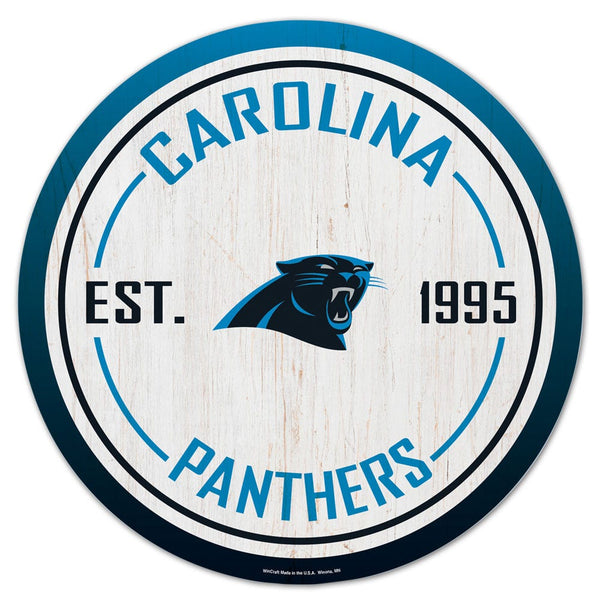 Carolina Panthers Wood Sign 14" Round