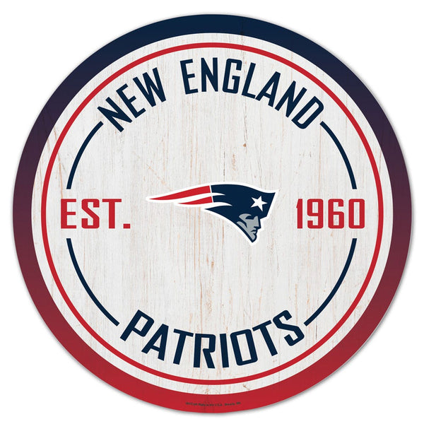New England Patriots Wood Sign 14" Round