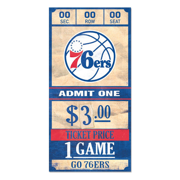 Philadelphia 76ers Wood Sign 6x12 3/8" thick