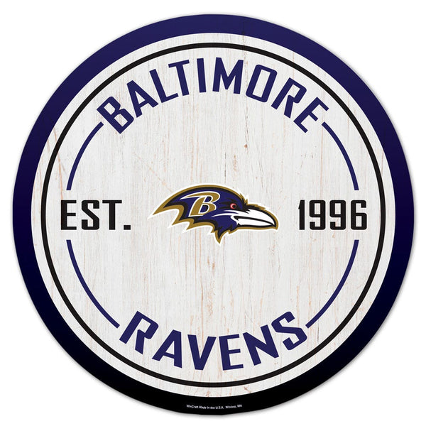 Baltimore Ravens Wood Sign 14" Round