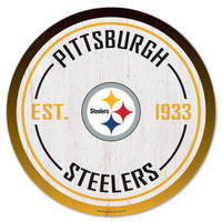 Pittsburgh Steelers Wood Sign 14" Round